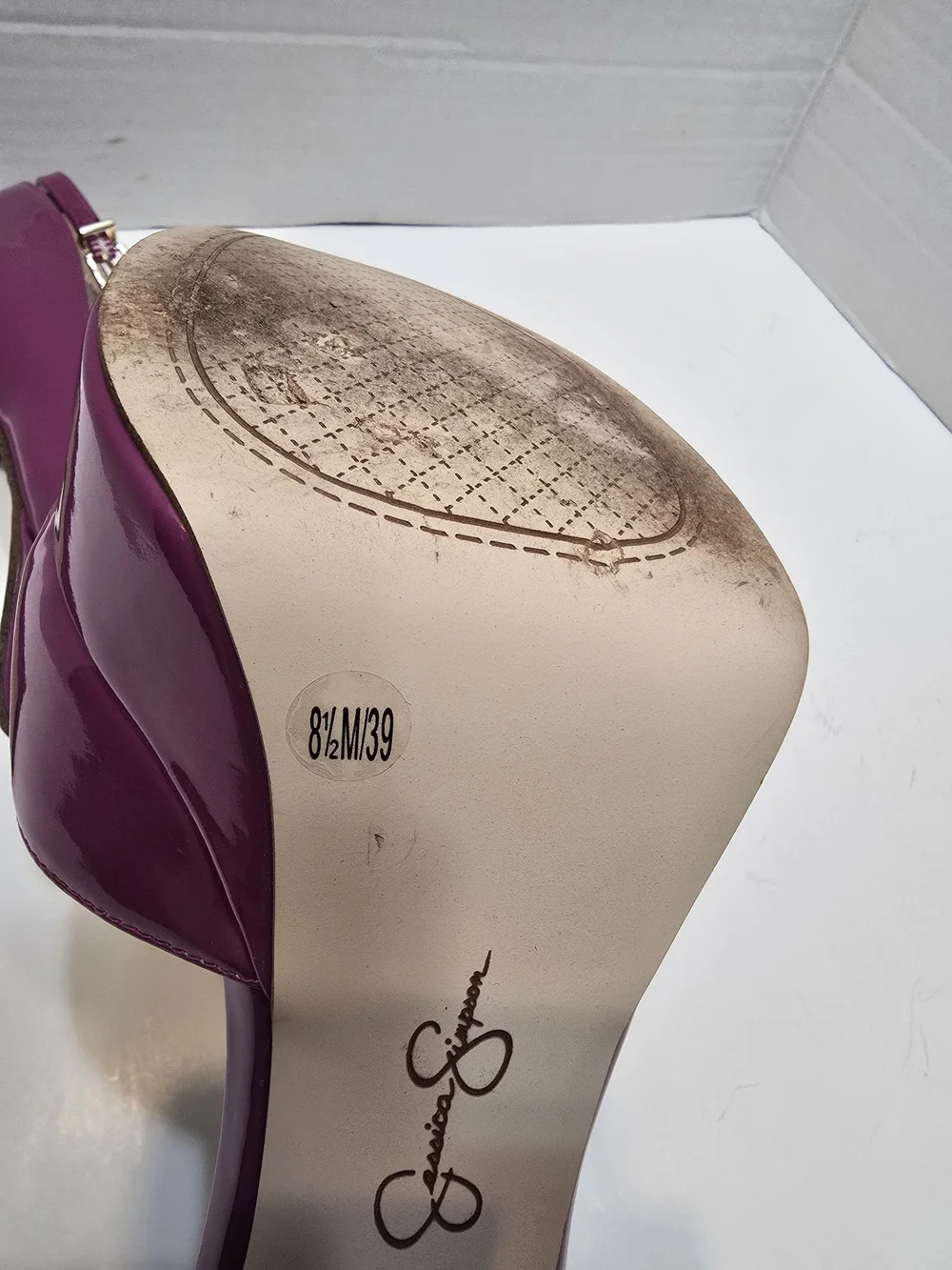 Jessica Simpson Magenta Patent Platform Slingback Pumps
